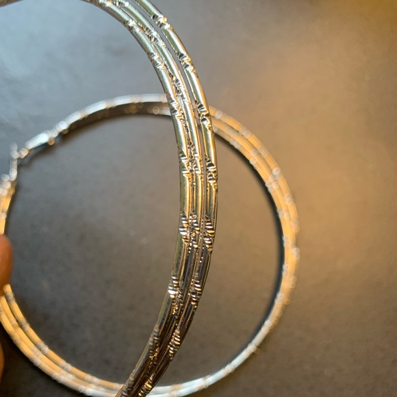 Large Silver Hoops - Picture 2 of 3